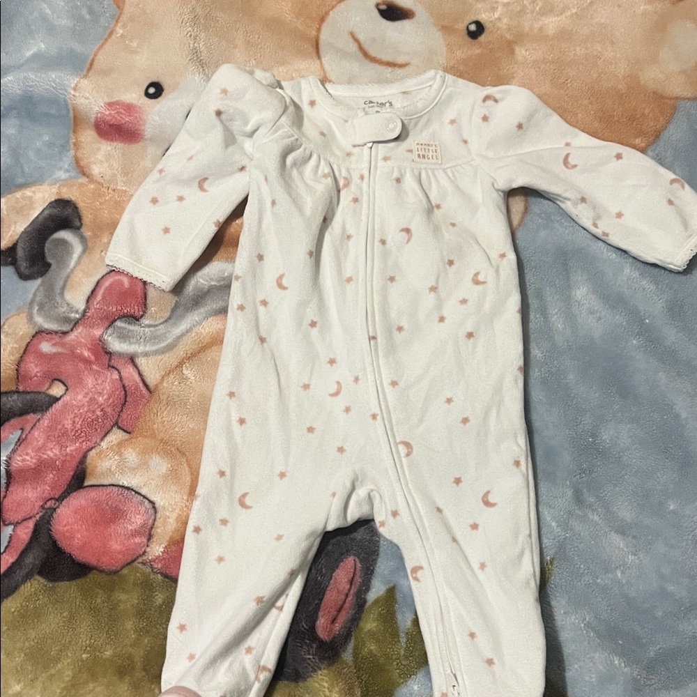 Carter's Pink and White Moon Pattern Footie